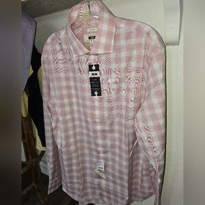 Joseph Abboud Pink Plaid Casual Shirt Sz L